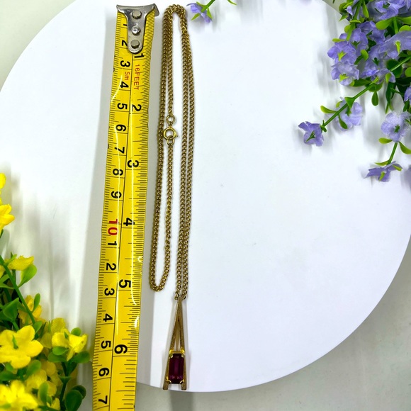 Avon Signed Letter A Initial Necklace with Purple Crystal Accent - Picture 5 of 5